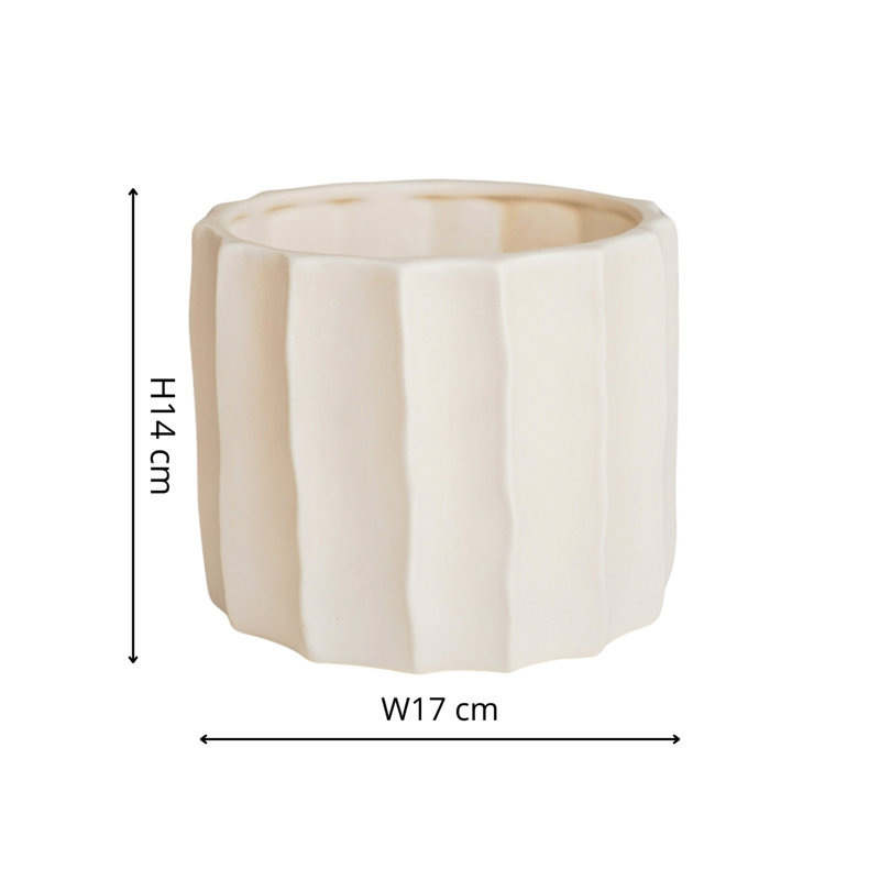 Kew Organic Ripple Planter, 14cm H x 17cm W x 17cm D