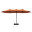 Parasol de marché extérieur à double face avec base 36 lumières à DEL avec couvercle Kirkbride 181 po x 106 po-764249014
