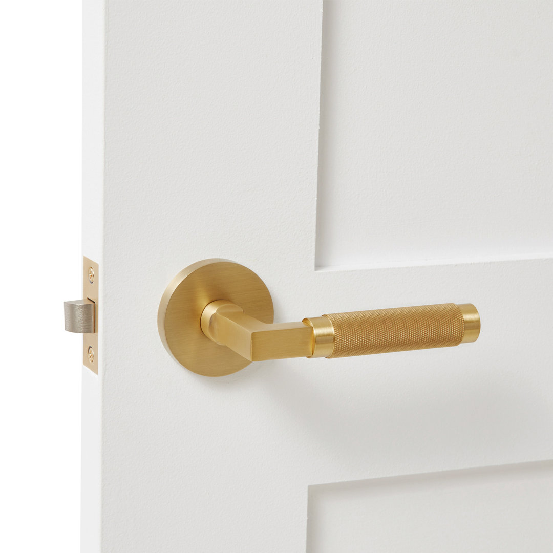 St. Tropez Solid Brass Satin Gold Lever Door Handle Explore Hardware 