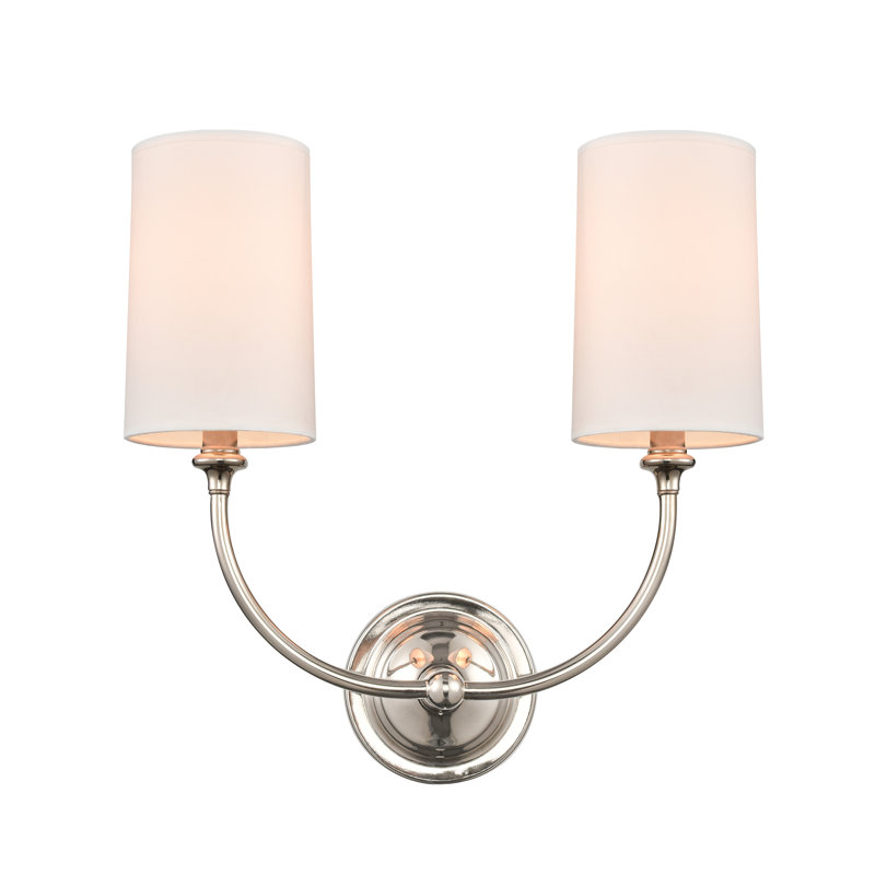 Applique murale en acier 2 lumières Rayleigh, Nickel poli