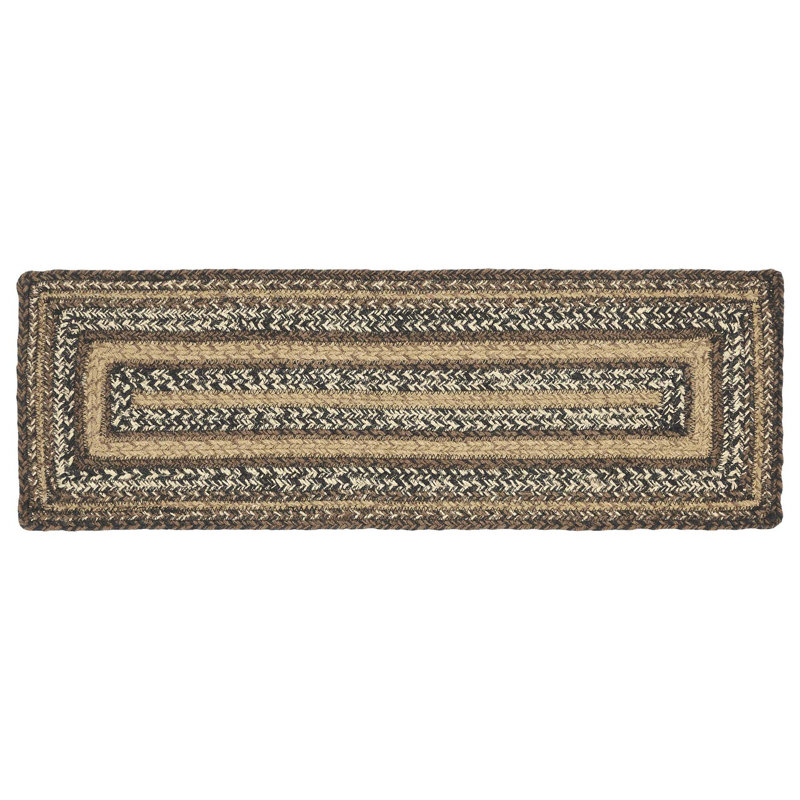 Tapis d'escalier Franciszek brun / noir / brun clair, Rectangulaire 8,5 po x 2 pi 3 po