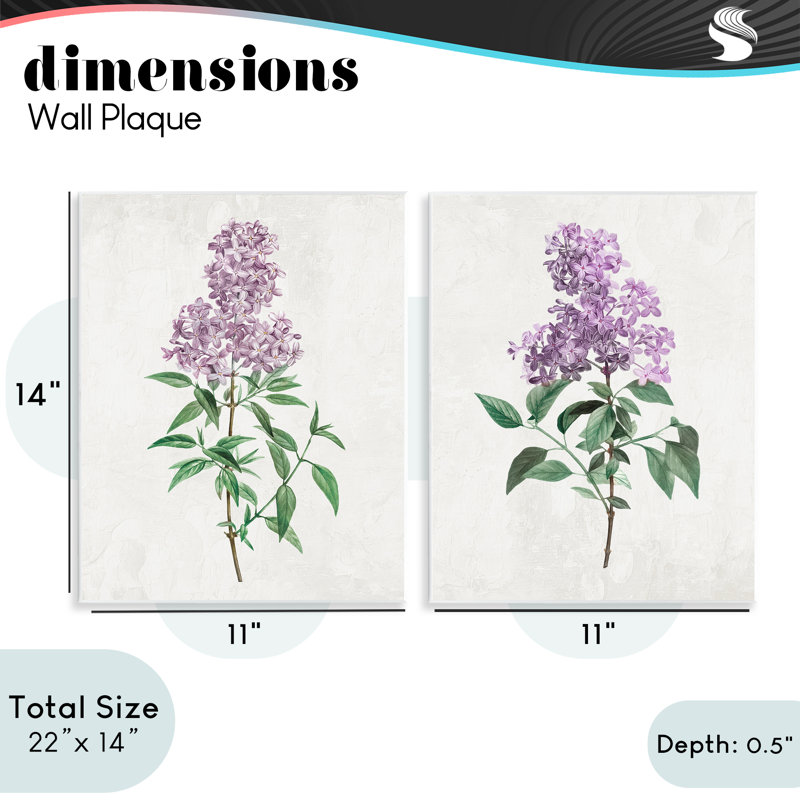 Ensemble de 2 plaques murales Herbace Lilac Blooms, design par Kim Allen