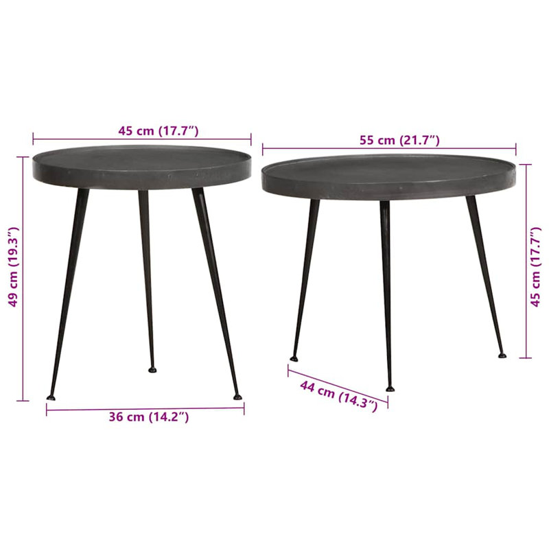 Coffee Table 2 Pcs Engineered Wood, Black