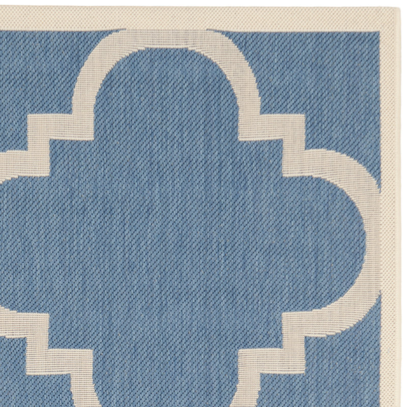 Portishead Looped Blue/Beige Area Indoor/Outdoor Rug, Rectangle 61 x 109 cm
