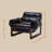 Medieval-Modern Style Lounge Chair – 29.5'' H, Oil-Waxed Leather(Black)-498058193