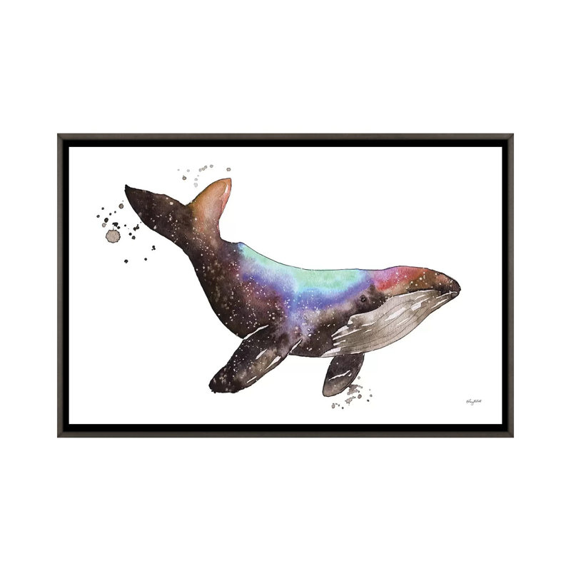 " Galaxy Whale " by Kelsey McNatt, Dark Rustic Wood Framed Canvas, No Matte, 18" H x 26" W x 1.5" D