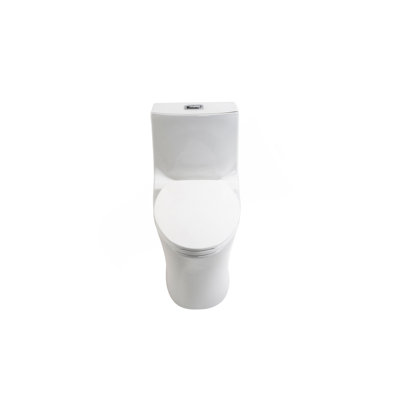 1.1/1.6 GPF Tornado Flush One-Piece Toilet Elongated, Siphonic S-Trap 12",Soft Closing Seat, Button On Tank Top ,Powerful Dual Flush MAP 1000G, Comfort Chair Seat ADA Height 17", Glossy White