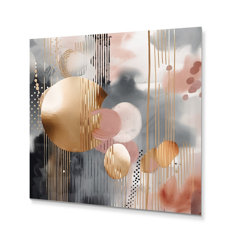 Soft Colors Shapes and Lines Marble I - Abstract Marble Metal Wall Décor, 29" H x 29" W x 1" D
