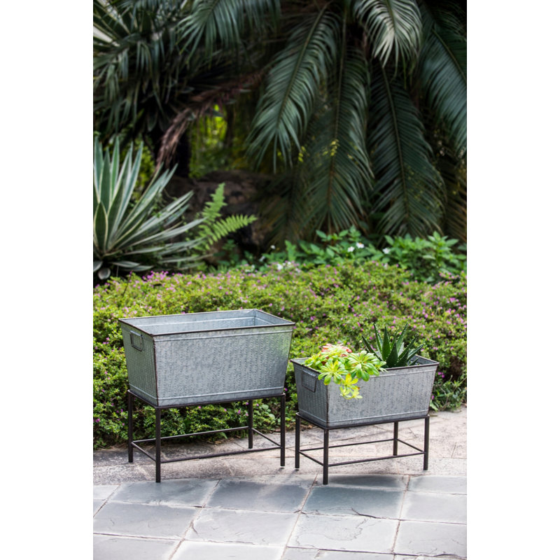 Ensemble de 2 jardinières en métal rustique avec supports