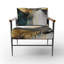 Fauteuil décoratif abstrait en velours et marbre V abstrait en marbre blanc et doré-2096994004