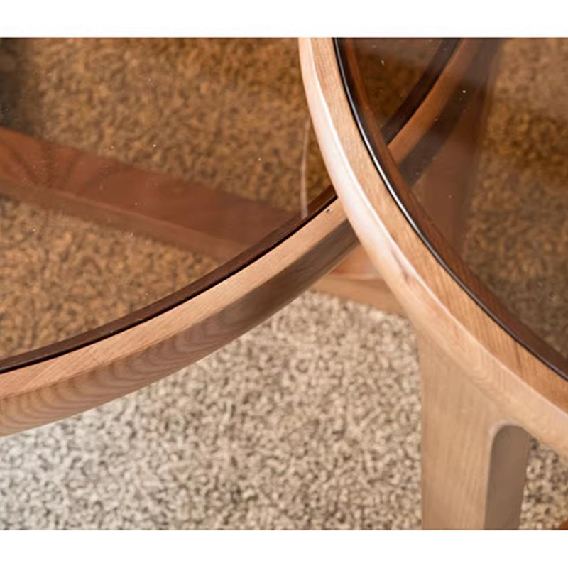 Round Coffee Table Set, Brown