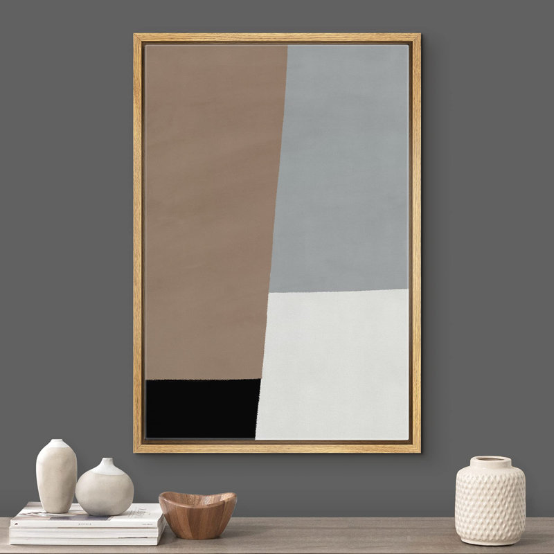 Brun, gris et noir blocs de couleur motifs géométriques minimalisme Mid-Century moderne Edgy foncé, Naturel