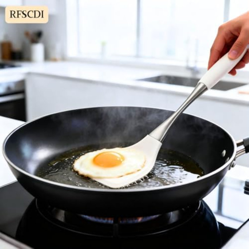 Ensemble d'ustensiles de cuisine en silicone blanc - Non toxique, résistant à la chaleur et sans BPA. Comprend une spatule, une cuillère, un fouet et une pince. Antiadhésif et compatible lave-vaisselle.
