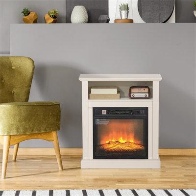 Foyer électrique White Mantel - flamme 3D réaliste avec 3 intensités et télécommande
