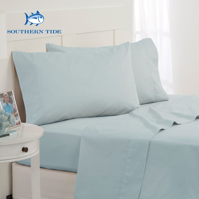 Southern Tide Cotton Twill Sheet Set, Full/Double Sheet Set with 2 Pillowcases, Sunlight Blue