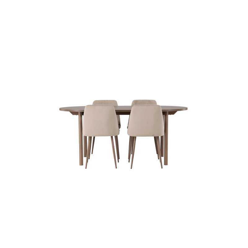 Pimentel 4 - Person Dining Set, Brown, Brown