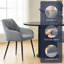 Modern Fabric Upholstered Dining Chairs with Arms, Curved Back & Black Metal Legs, Accent Arm Chairs for Dining Room Kitchen-1302055694