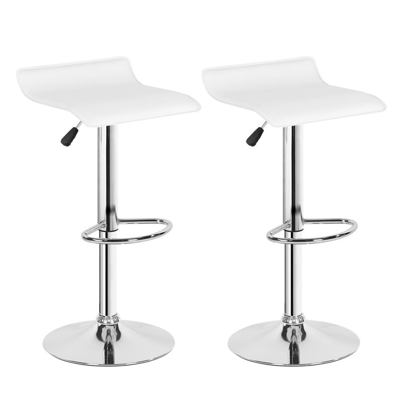 Cogburn Height Adjustable Swivel Bar Stool Set of 2, White