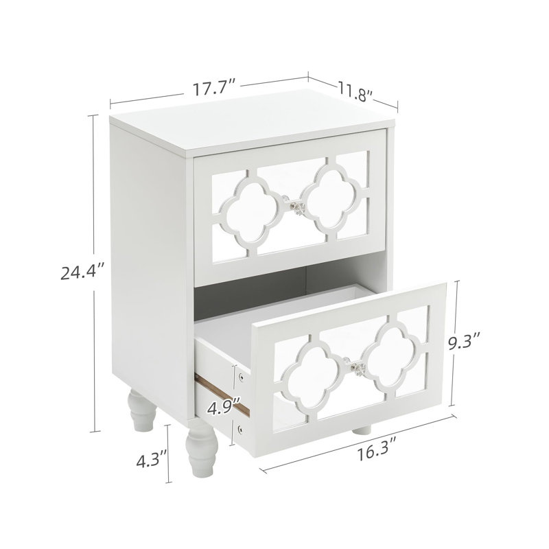 Table de chevet 2 tiroirs Blayz, Blanc