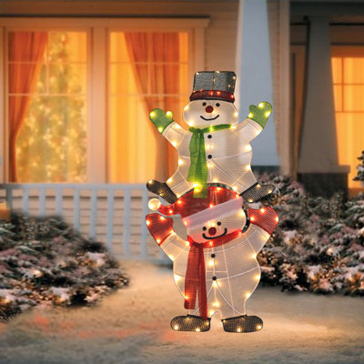 Stacked Snowman Lighted Display