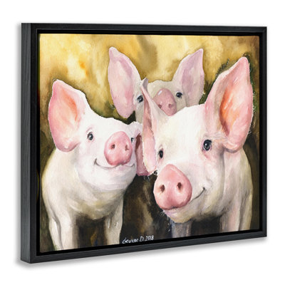Baby Pigs Animal Yellow Watercolor Painting Canvas Wall Art By George Dyachenko -  Rosalind Wheeler, B4A9304EFB0C497894FF32039E826E74