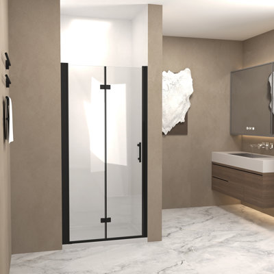 29-30-inch Matte Black Aluminum Bifold Shower Door