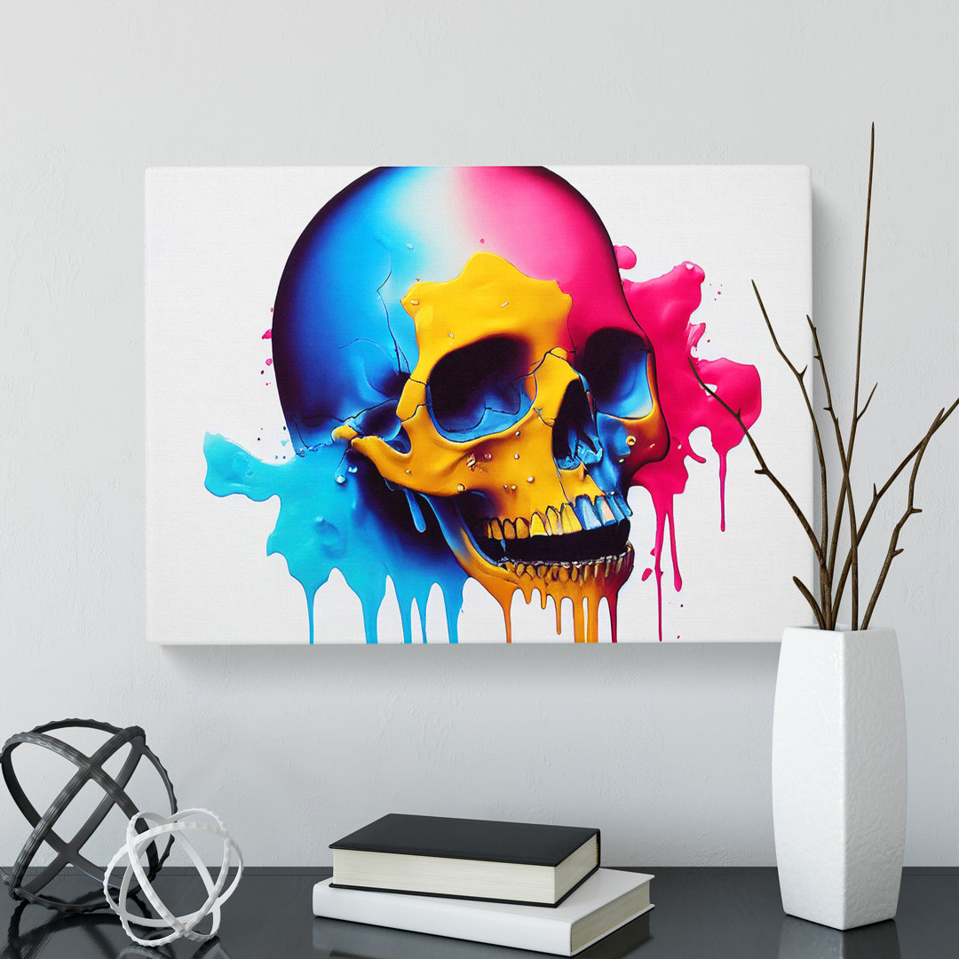 XXX-H1022-WF-7853X Skull Paint Splatter Vol.2 - Wrapped Canvas Print