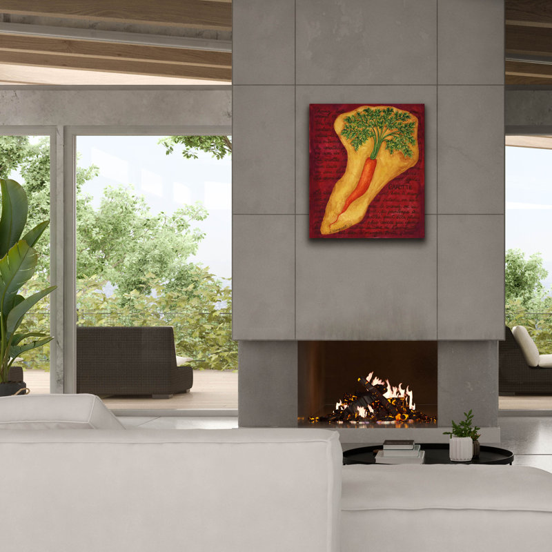Art mural sur toile Epic Graffiti «Veggies On Red L Carotte» par Andrea Strongwater, H 30 po x l 26 po