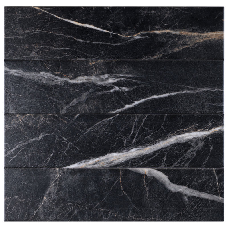 Carrelage de sol en porcelaine biseauté 3 po x 13 po Supreme Tile Pulpis, Noir