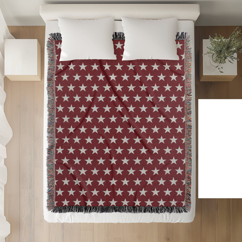 Jeté Stella, Rouge, blanc cassé, L 60 po x l 50 po