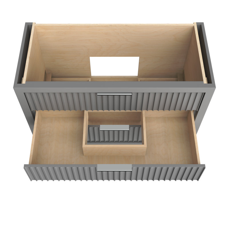 Lecrieú Three-Drawer Single Bath Vanity, Platinum Gray, Polished Chrome, 48"