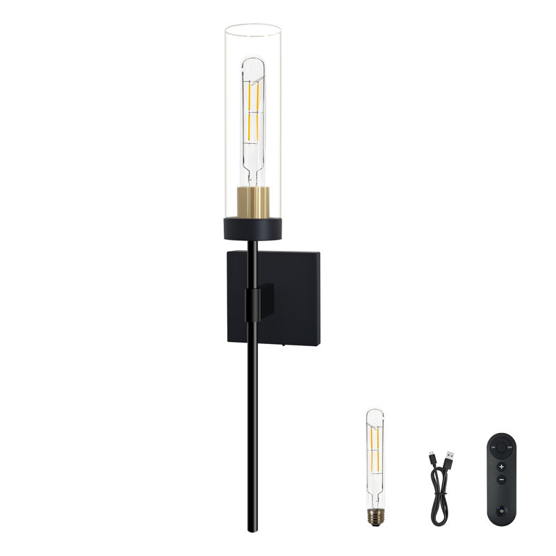 Modern Rechargeable Wall Sconce With Remote Control, 4W T30 Bulb Included, Dimmable Indoor Wall Lamp For Bedroom, Bedside, Living Room