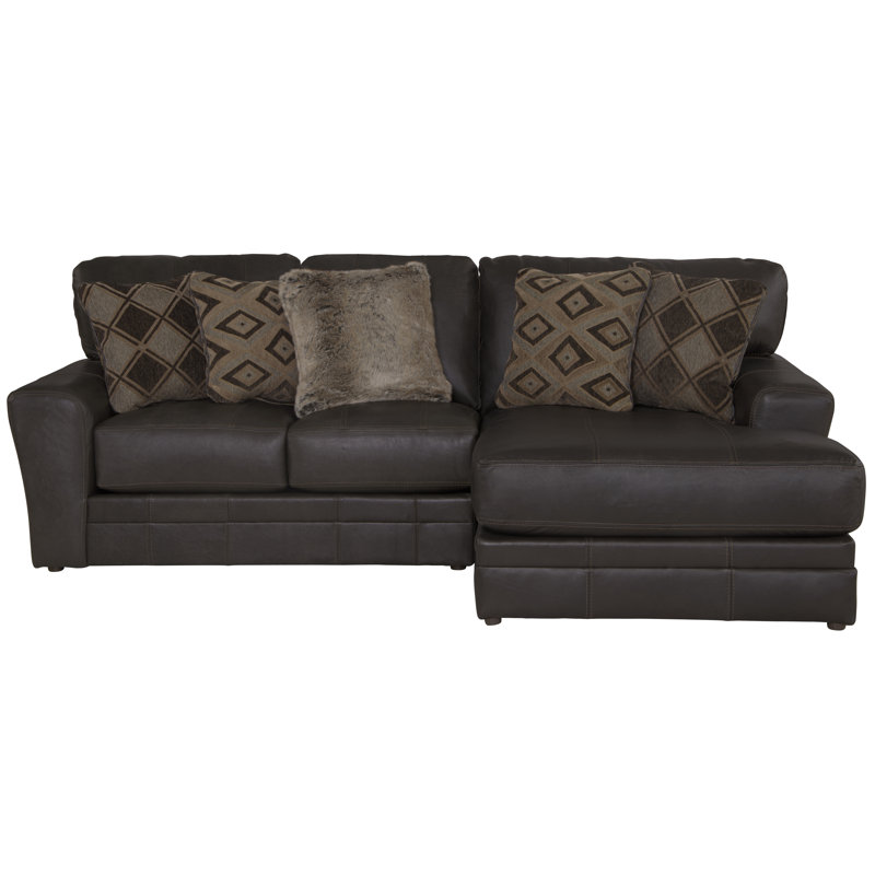 Andrienne 2 - Piece Top Grain Italian Leather Match Sectional with 5 Accent Pillows, Right Hand Facing