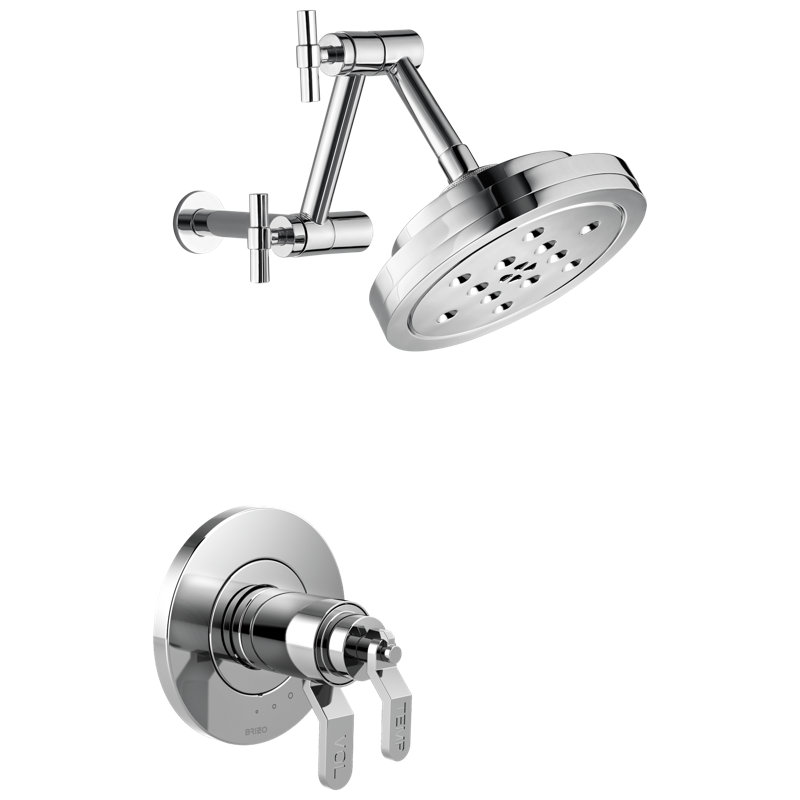 Litze Thermostatic Shower Faucet with TempAssure, Polished Chrome, Industrial Lever
