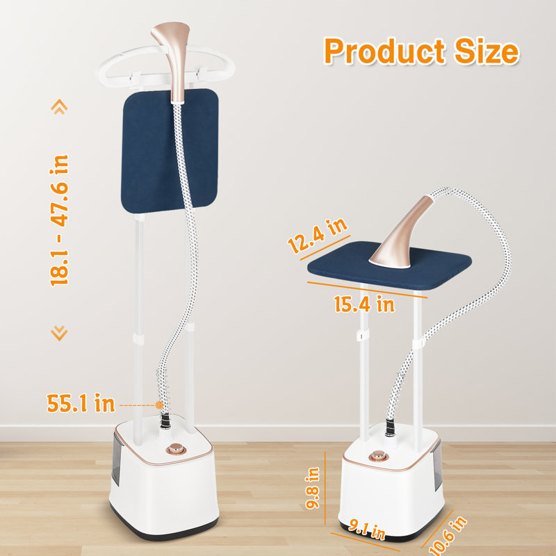 Garment Steamer For Clothes, 2000W Powerful Standing Steamer, 10 Steam Levels, 2.7L Water Tank For 90 Mins Continuous Steaming, Perfect For Commercial And Household Use