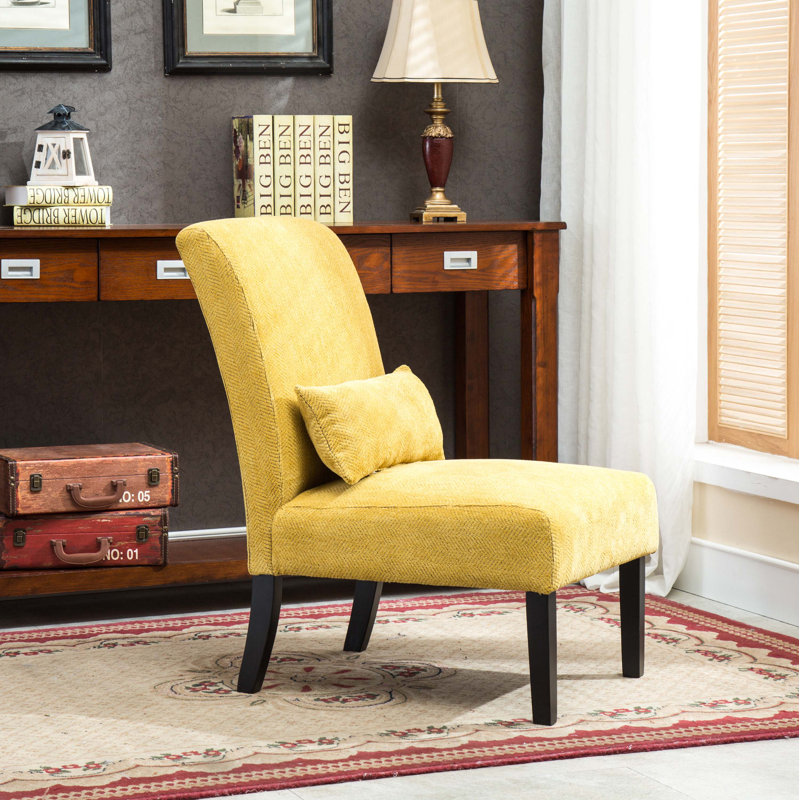 Fauteuil d'appoint sans accoudoirs avec coussin Pisano, Polyester jaune