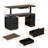 63" W Height-Adjustable Standing Desk with 3 Drawers, 5 Shelves & Fingerprint-Lock File Drawer