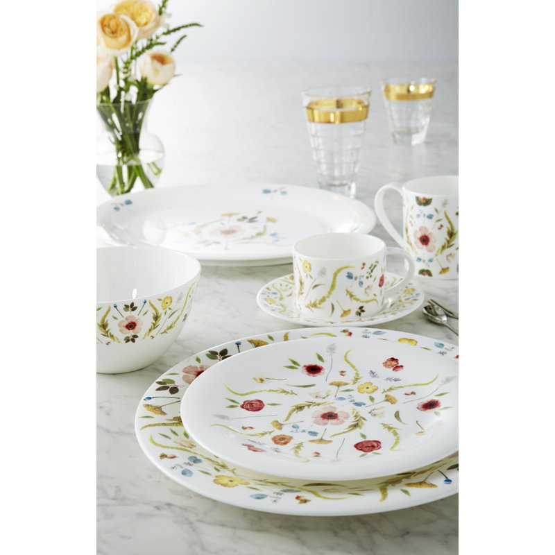 Scandinavian Floral Bone China Platter