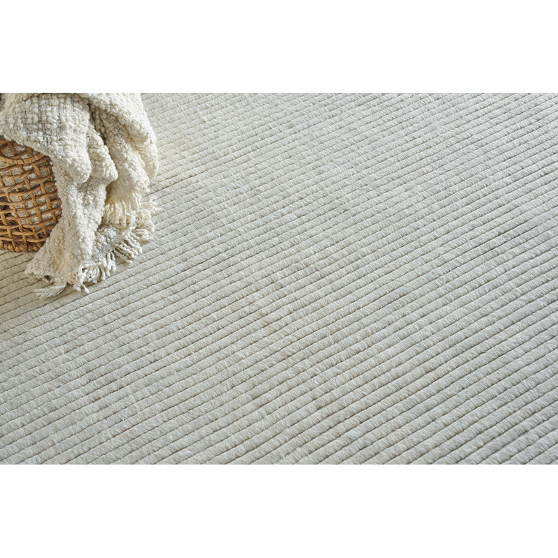 Kaza Wool Striped Area Rug in Ivory, Rectangle 8' x 10'