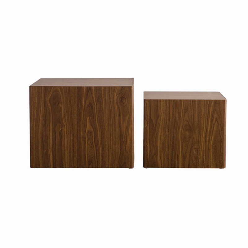 Ensemble de 2 tables basses gigognes noyer, Bois naturel