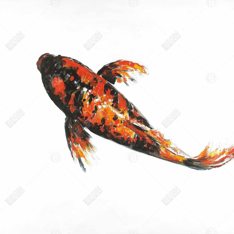 Papillon rouge, poisson koi - chambre à coucher, décor de toile encadrée orange