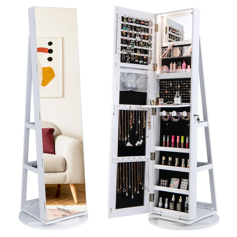 Armoire à bijoux avec miroir Macius, Blanc