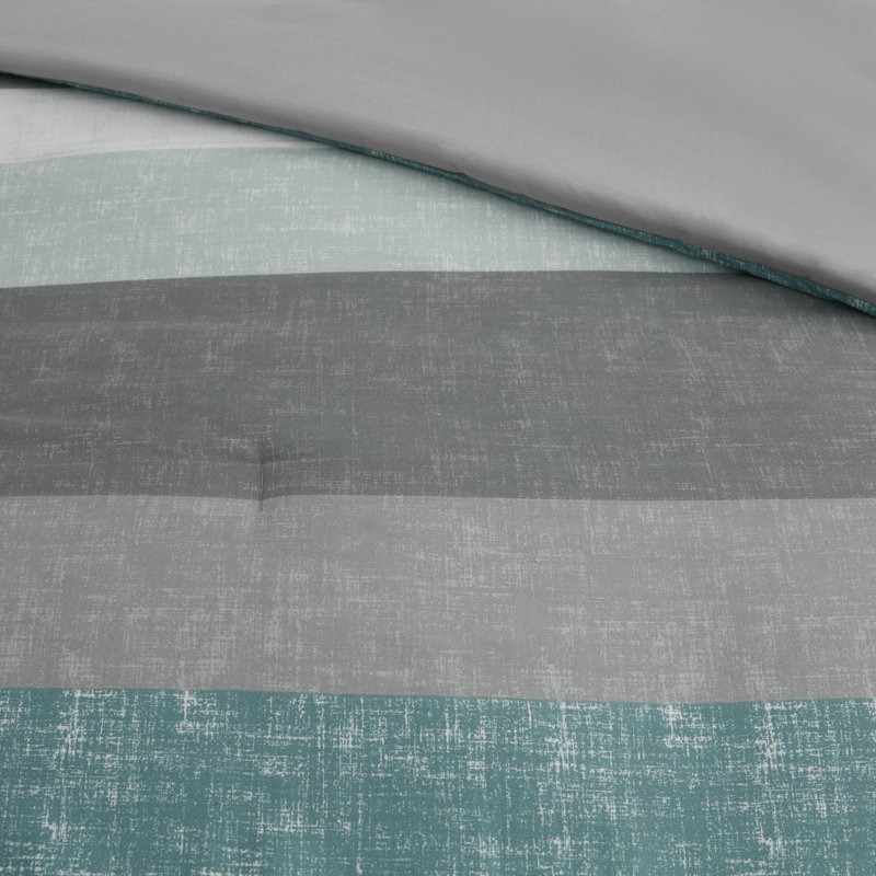 Jaxon Comforter Set with Bed Sheets, Full Comforter + 6 Additional Pieces, Aqua/Gray