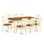 Ensemble de mobilier de salle à manger 9 pièces comprenant une table de cuisine rectangulaire avec rallonge papillon et 8 chaises de salle à manger, 42 x 78 pouces, lin blanc-1342074096-1253612071