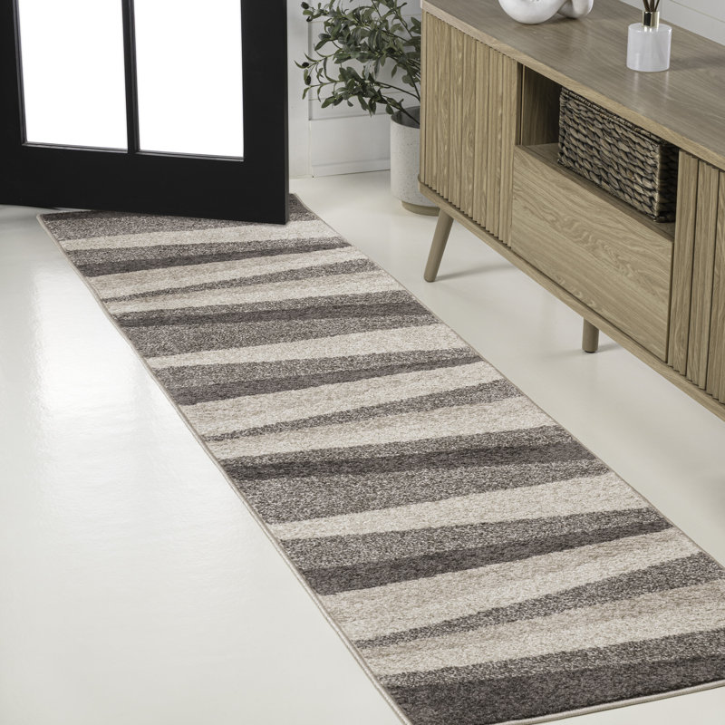 Howden Geometric Striped Beige/Brown Rug, Runner 2' x 7'10"