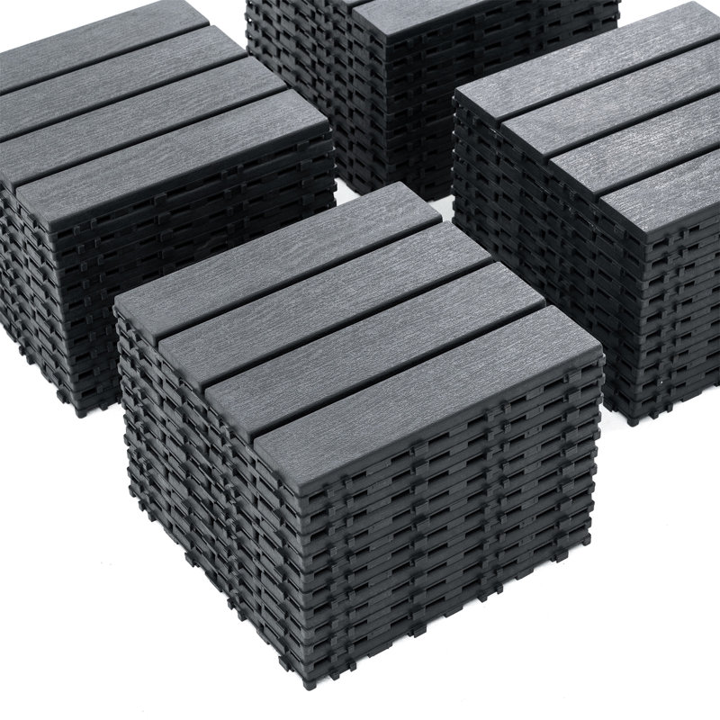Plastic Interlocking Deck Tiles, Gray