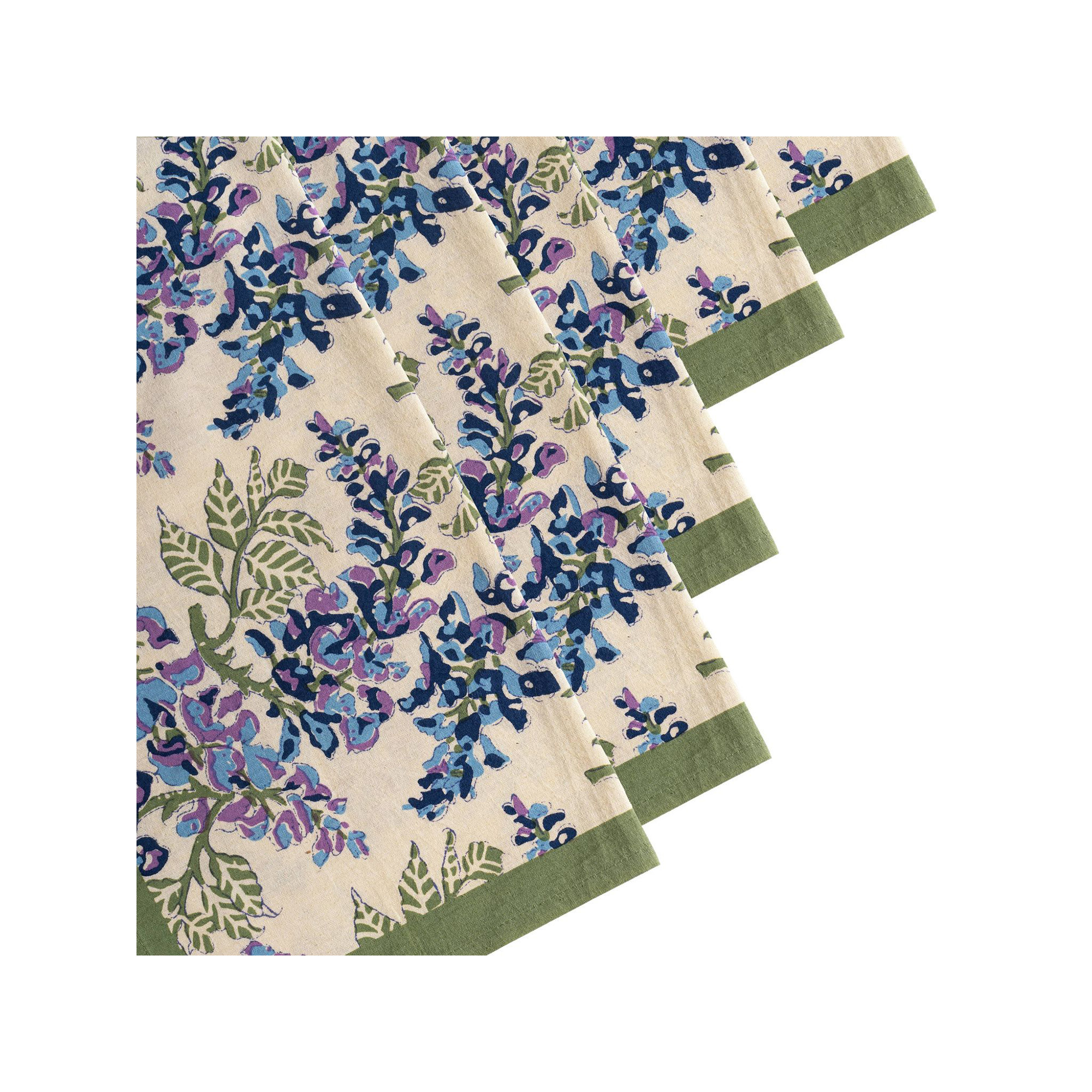 Kappa 100% Cotton Floral Square Napkin, Blue/Green