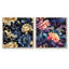 «Celestial Blue Damask Mirage» - Ensemble de 2 collages carrés botaniques abstraits-101843337-101843338