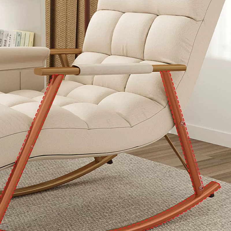 Chaise berçante réglable ergonomique en métal, Blanc cassé, Or