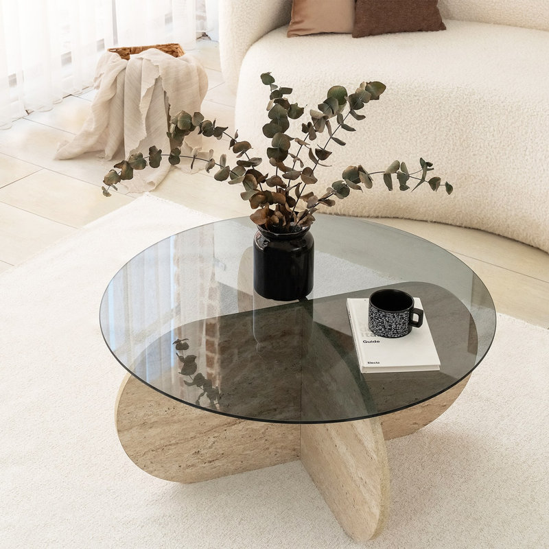 Glorias Coffee Table, Dark Grey, Oak, 35" H x 75" W x 75" D 